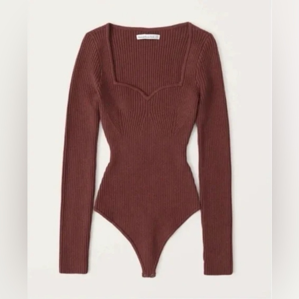 Abercrombie & Fitch Maroon Ribbed Bodysuit